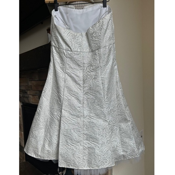 Vintage Jessica McClintock for Gunne Sax White Silver Tulle Cocktail Dress Sz 9 - Picture 2 of 9